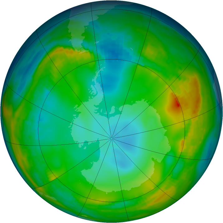 Antarctic ozone map for 23 June 1980